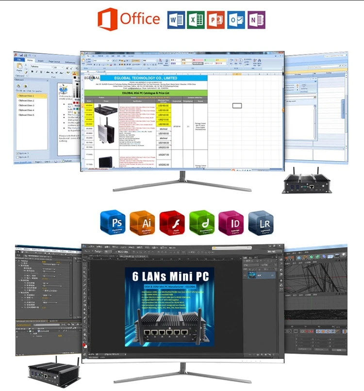 MiniTree Industrial Fanless Mini Computer Celeron 2955U 6 LAN Firewall Router Pfsense PC 2*RS232 4*USB3.0 HD 4G Module AES-NI