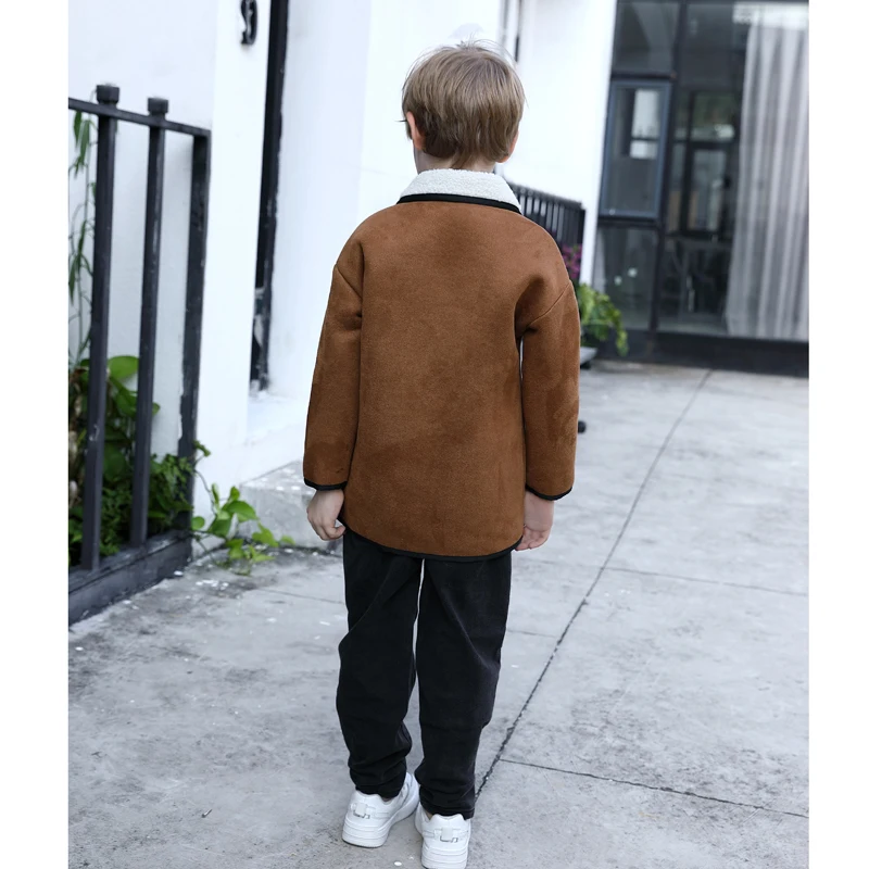 2025 New Arrivals Winter Boys Coat&Outwear Jackets For Kids Fur Fleece Thick Coat Jacket With Fur Collar Kids Faux Fur Jacket