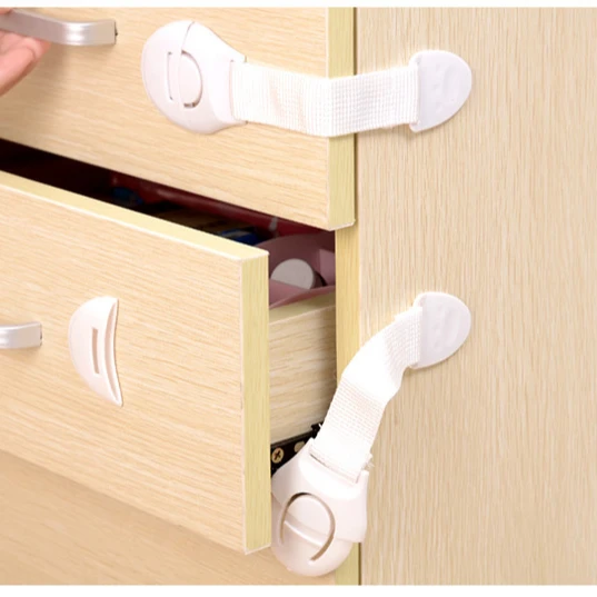 3M Adhesive Pads Child Safety Strap Locks Baby Locks for Cabinets and Drawers, Toilet, Fridge & More