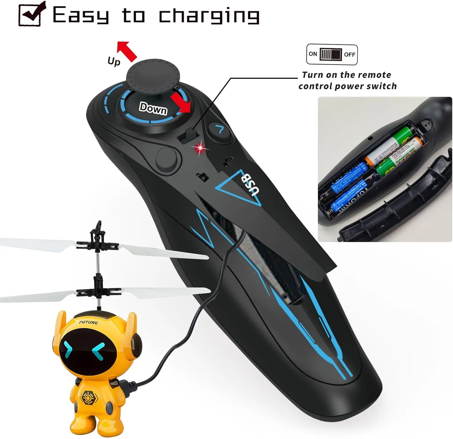 Dwi Dowellin Flying Ball RC Toys,Built-in LED RC Robot Drone Remote Control Helicopter Indoor Games Toys for Kids (Yellow)