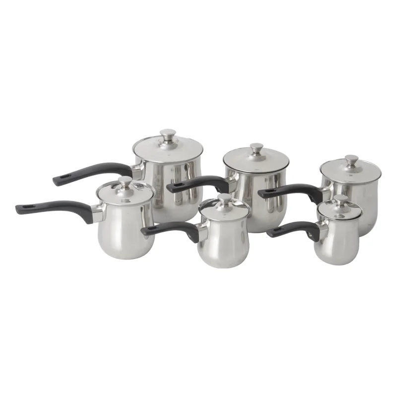 Wholesale custom multiple sizes stainless steel drum-shaped coffee pots Turkish milk frothing jug pitcher with bakelite handle