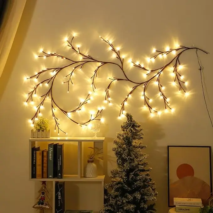 Tsinye Branches Lights Tree with Remote 144 LEDs Fairy Lights for Christmas Bedroom Door Wall Decoration 4.3 m Indoor Warm Light