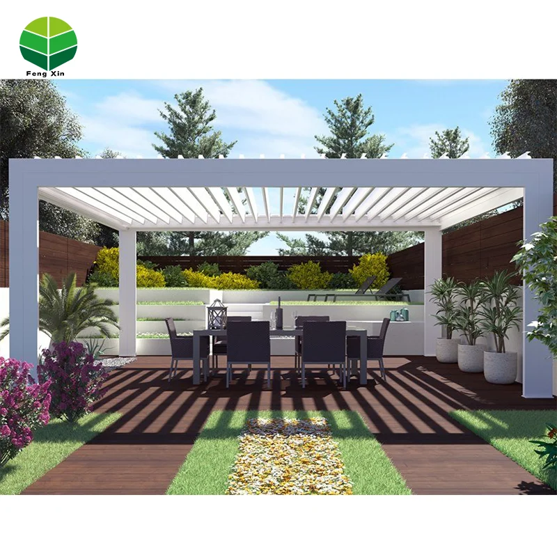 Electric Opening Rain-resistance Aluminum Pergola Sunroof for Deck Furniture Canopy