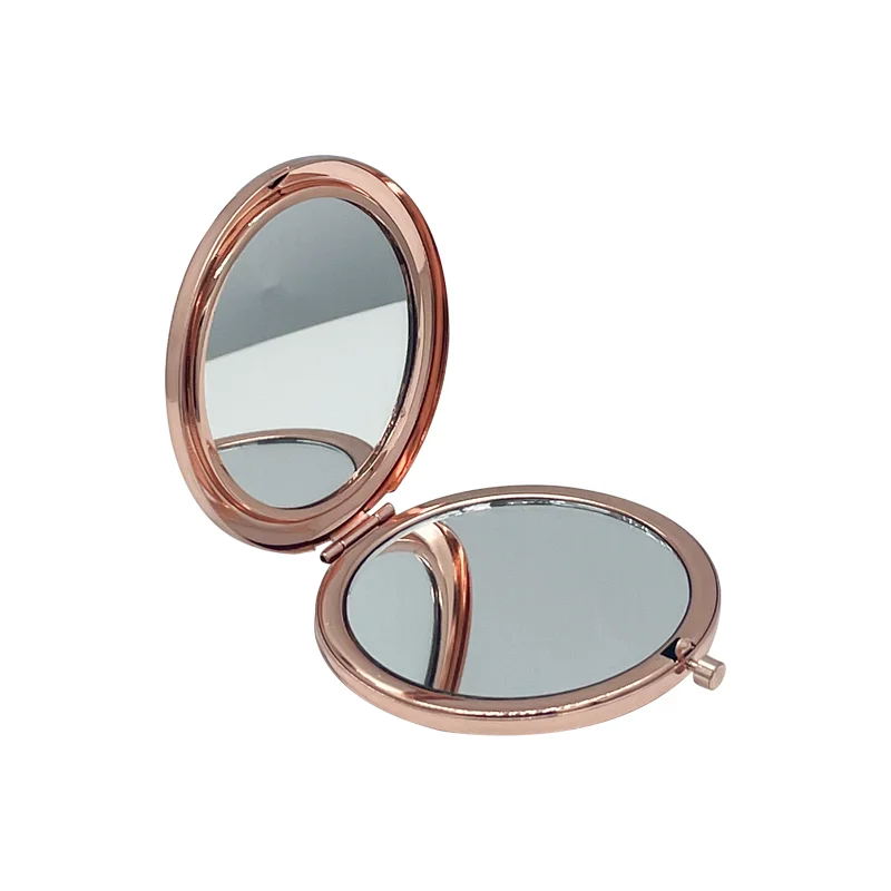 Copper Glass Diamond Setting Pocket Mirror Flip Fold Makeup Mirror
