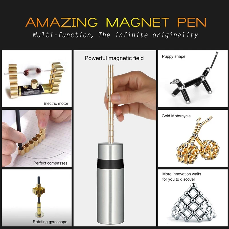 Creative Metal Magnet Pen Decompression Toy Gel Pen Multifunction Fidget Touch Pen School Office Writing Gifts Stationery