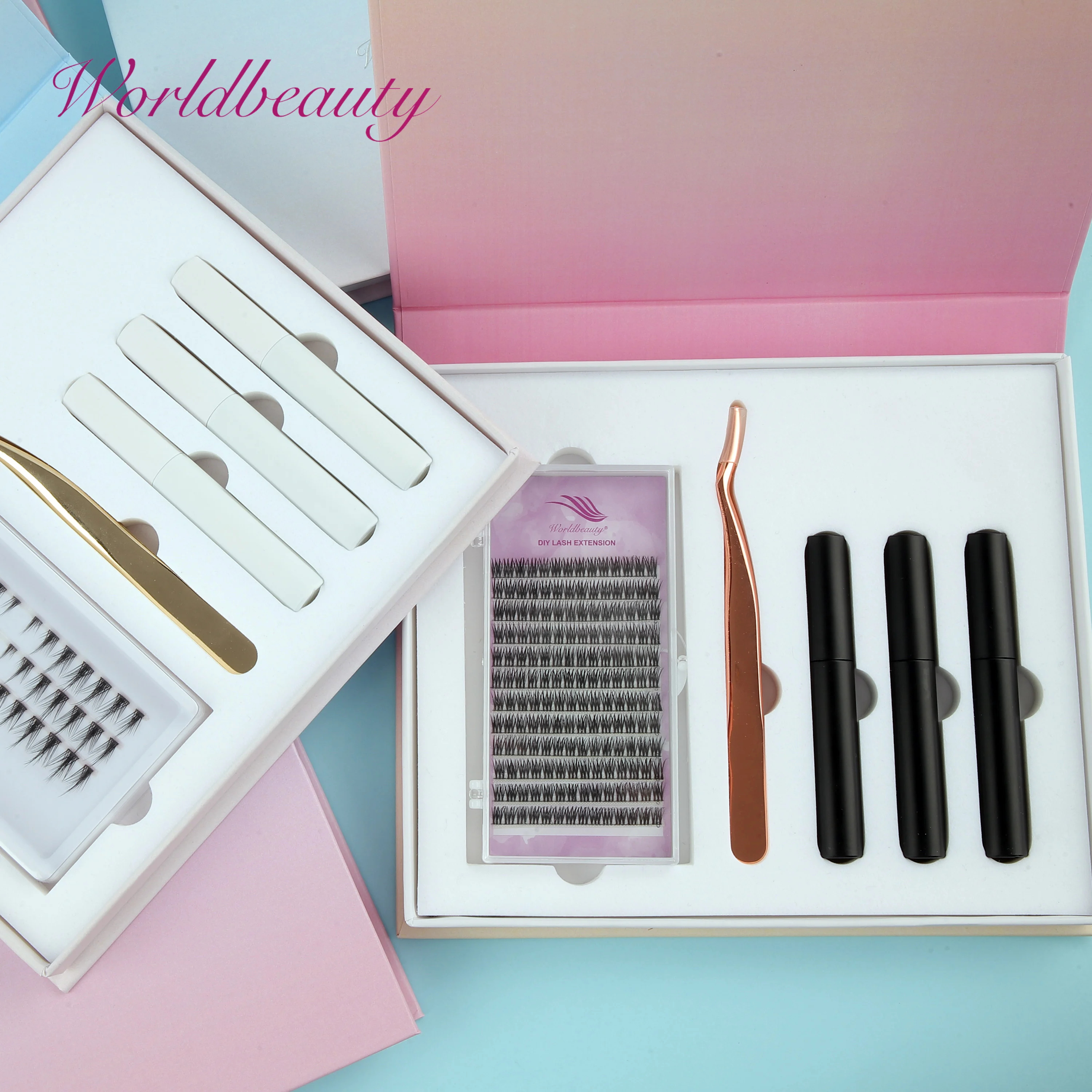NEW Trend Clear superfine band glue-based lashes clusters clear band black cotton band ribbon lash diy eyelash extension kit