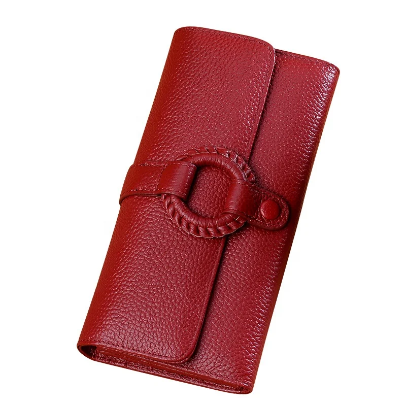 
Cross-border hot long leather charm folding Korean leather manual DIY knitting best gift high quality ladies handbag and purse 