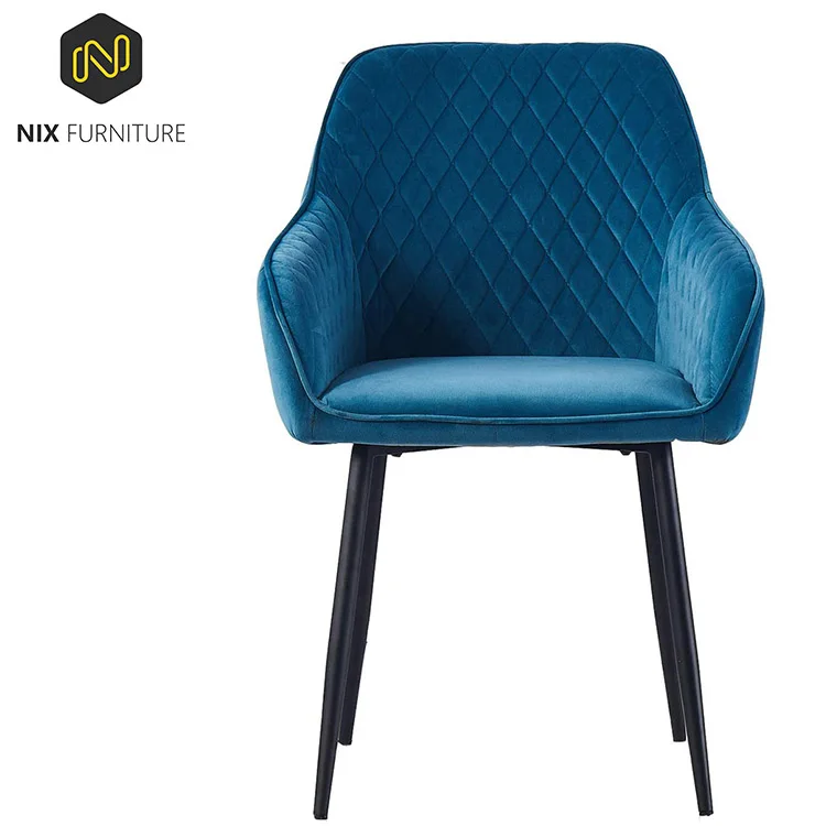 Wholesale Variety Of Colors Ergonomics Elegant Modern Nordic Upholstered Velvet Blue Home Room Arm Dining Chair
