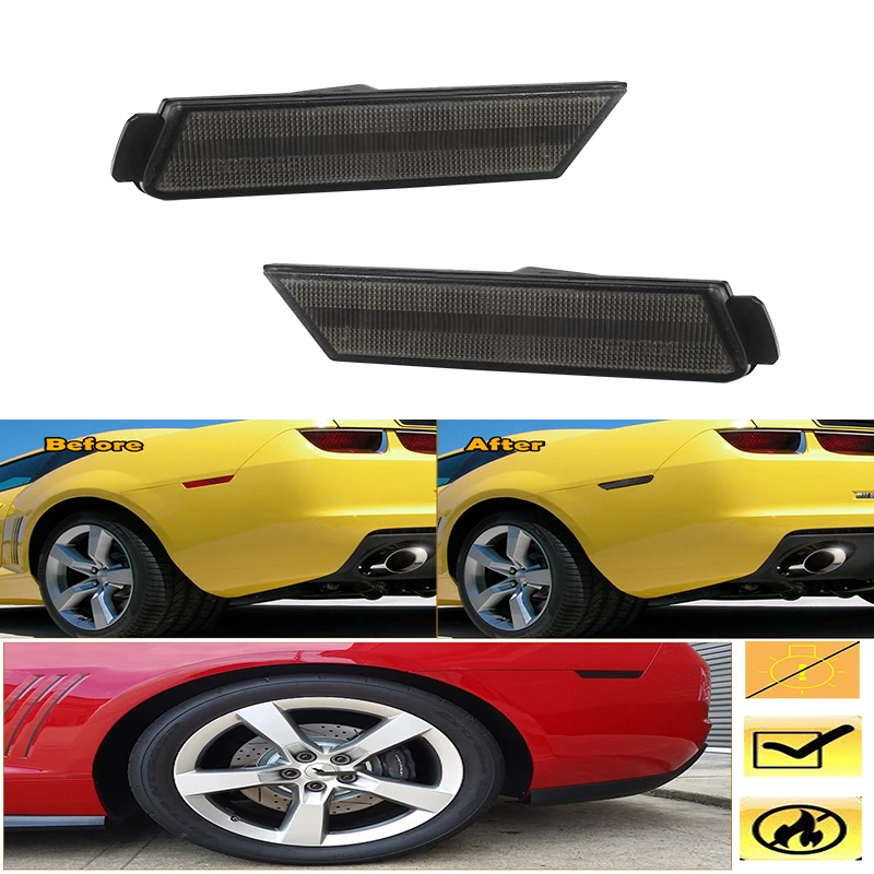 2 шт. дымчатый черный объектив, задний боковой маркер, светодиодный фонарь, комплект корпуса для 2010 2011 2012 2013 2014 2015 Chevy Camaro