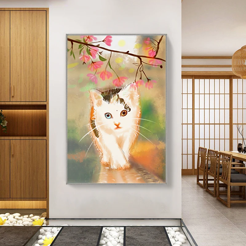 Trending hot products coloured cat oil painting abstract animal painting simple oil painting designs