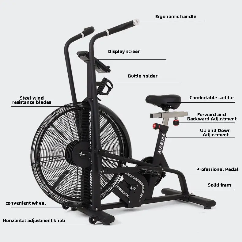 MKAS Professional Air Bike Commercial Use Gym Fitness Equipment Exercise Air Bike