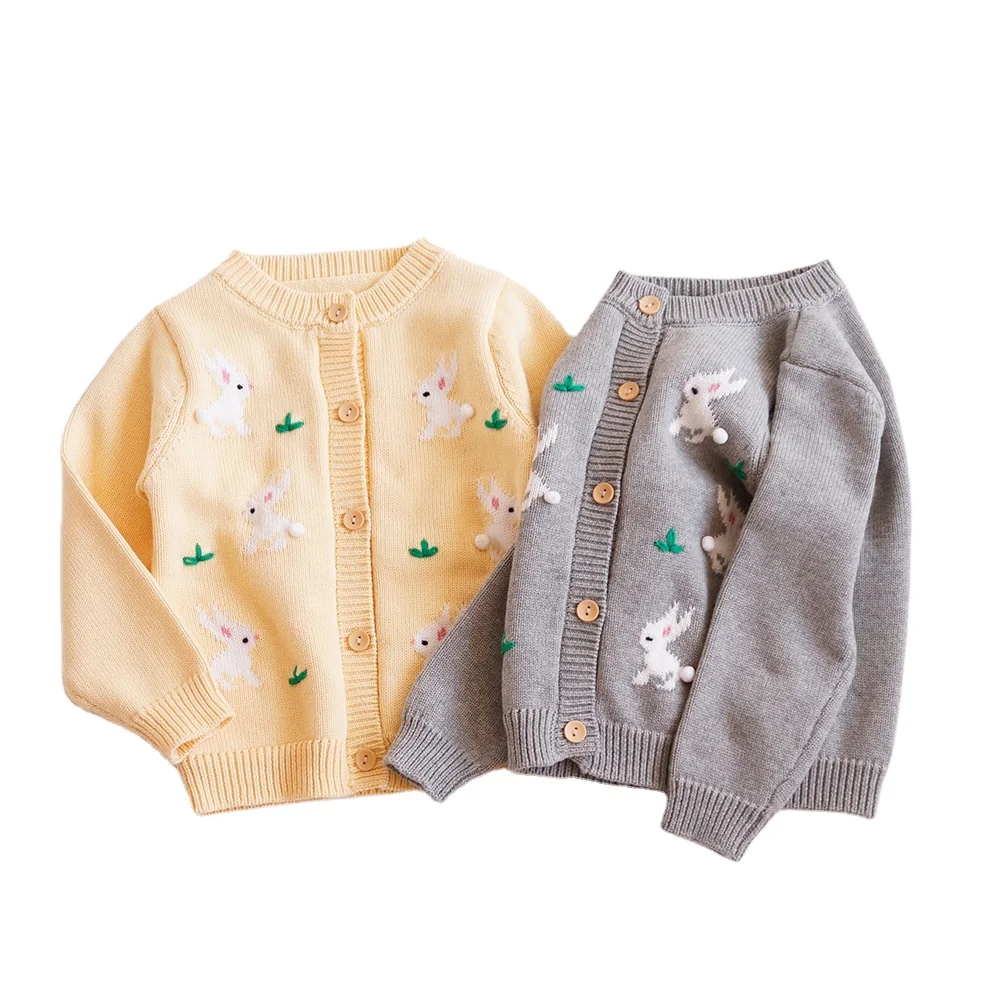 Handmade baby sweaters cardigan girls jackets kids knit sweater coats outwears children wear sweater