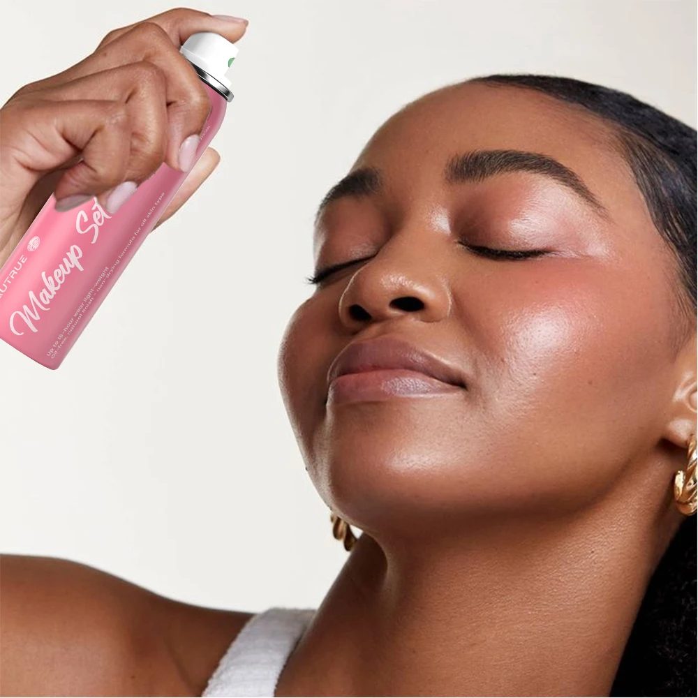 Custom Own Brand 16 Hour Setting Spray Makeup Waterproof Aerosol Can For Women Face Body Long Time Light Weight Setting Spray