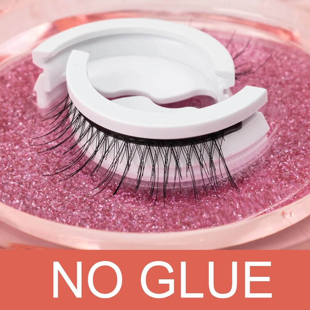 no glue self adhesive eyelash  vendor customized boxes strip eye tresluces lashes reusable self-adhesive eyelashes