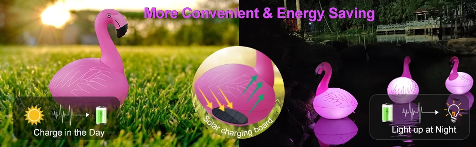 Lawn Wedding Festival Pool Night decoration Solar Flamingo Inflatable flashing water ornament  float