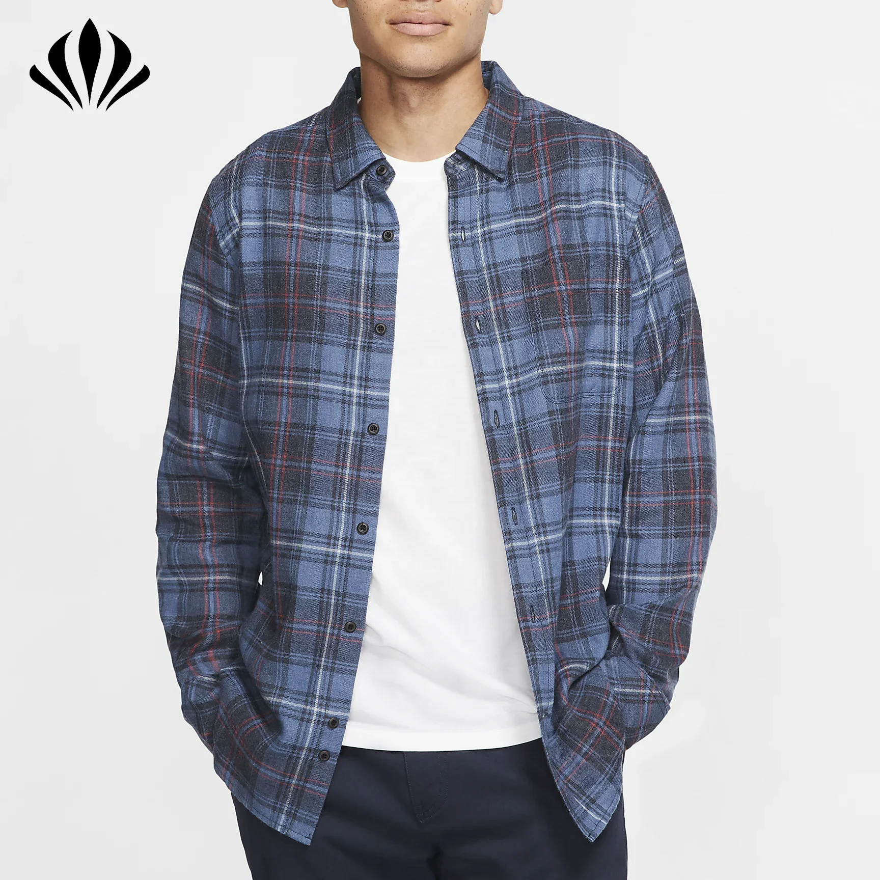 Fancy design custom mens oversized plaid flannel shirts checked casual long sleeves shirts for men