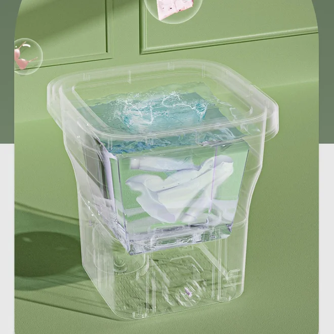 Mini Portable Bucket Washer Foldable Washing Machine with Soft Spin Dry and Drainage Pipe