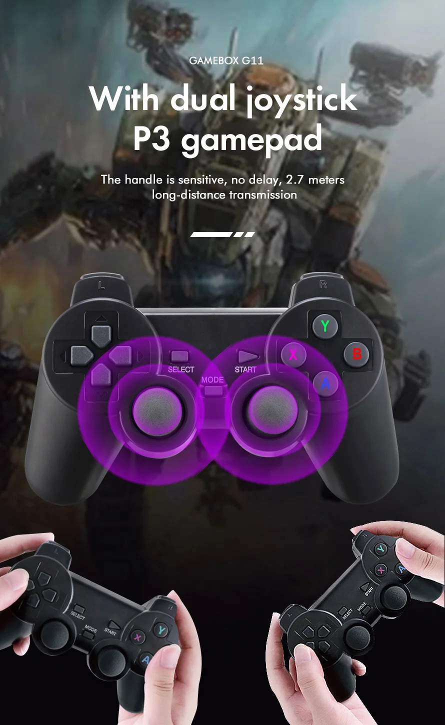 Новая игровая консоль Haoyu G11pro с двумя контроллерами Amlogic S905X2 2 4g Беспроводная