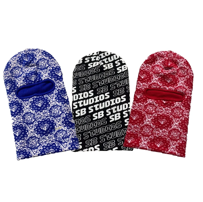 Double Layer Acrylic One Hole Cycling Skiing Knitted Winter Warm Face Ski Mask Balaclava with Jacquard Bone Pattern