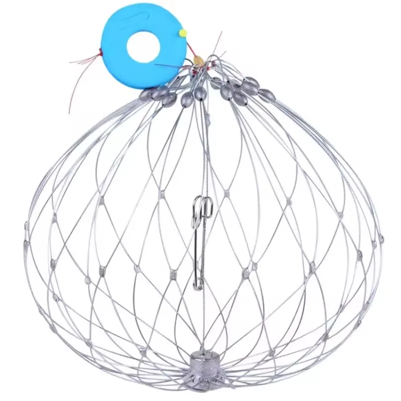 Langsheng High Quality Stainless Steel Automatic Retracting and Retracting of Crab Cage Fishing Bait Cage Sea Fishing Cage