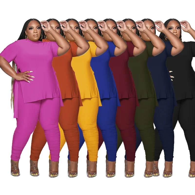 Женская одежда больших размеров 4xl 5xl комплект из 2 предметов летний топ модная уличная оптовая продажа Прямая поставка