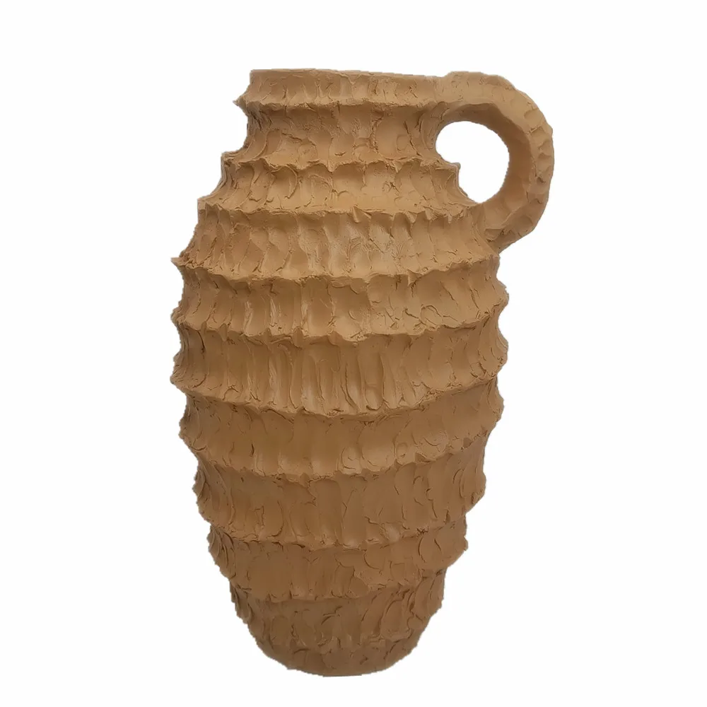 8 Inch Tabletop Decor White Ceramic Effect Vase Polyresin Flower Vase Home Decoration Clay Flower Pot