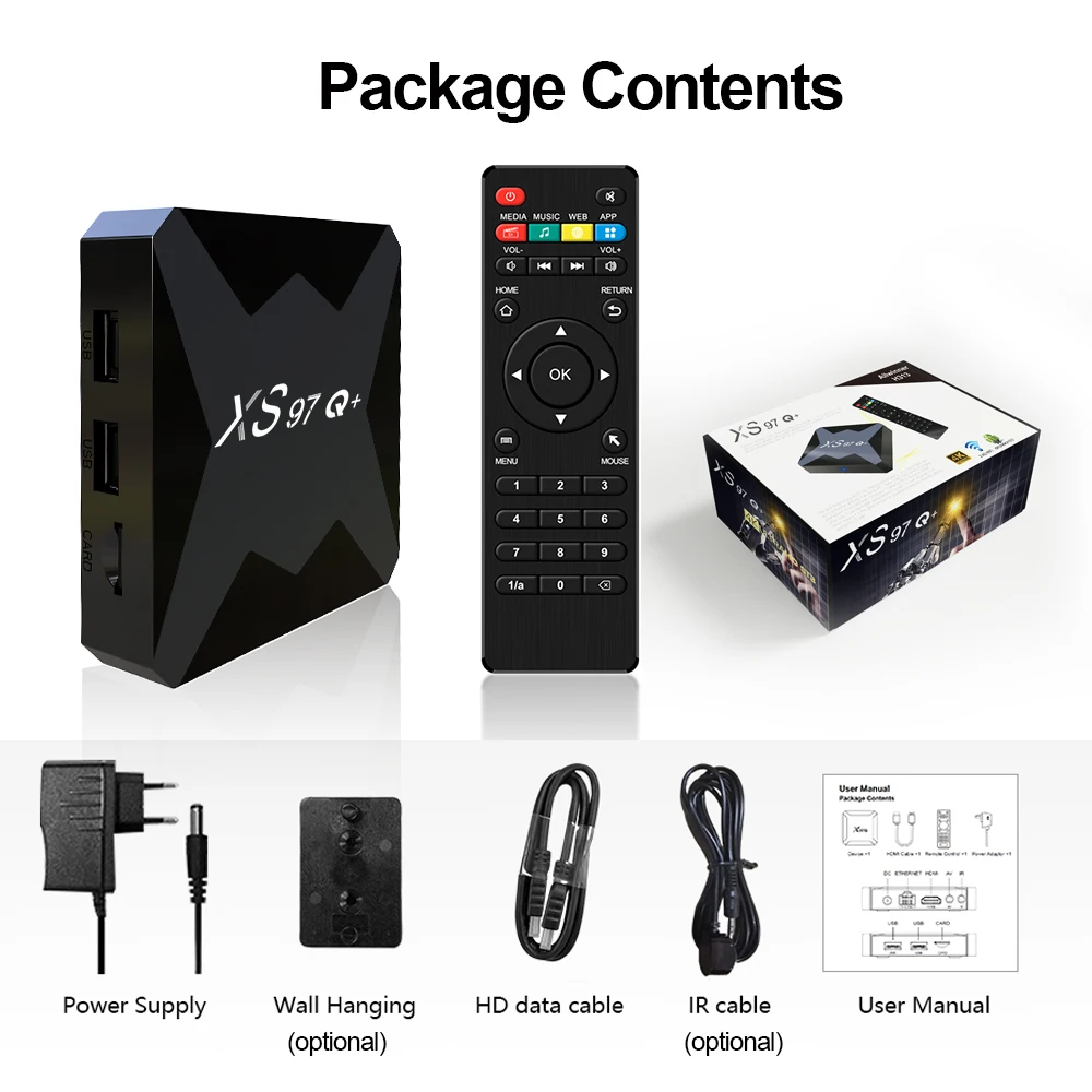 ODM Android Tv Box XS97 Q+ H.265 4k dual WiFi Android set top box motherboard