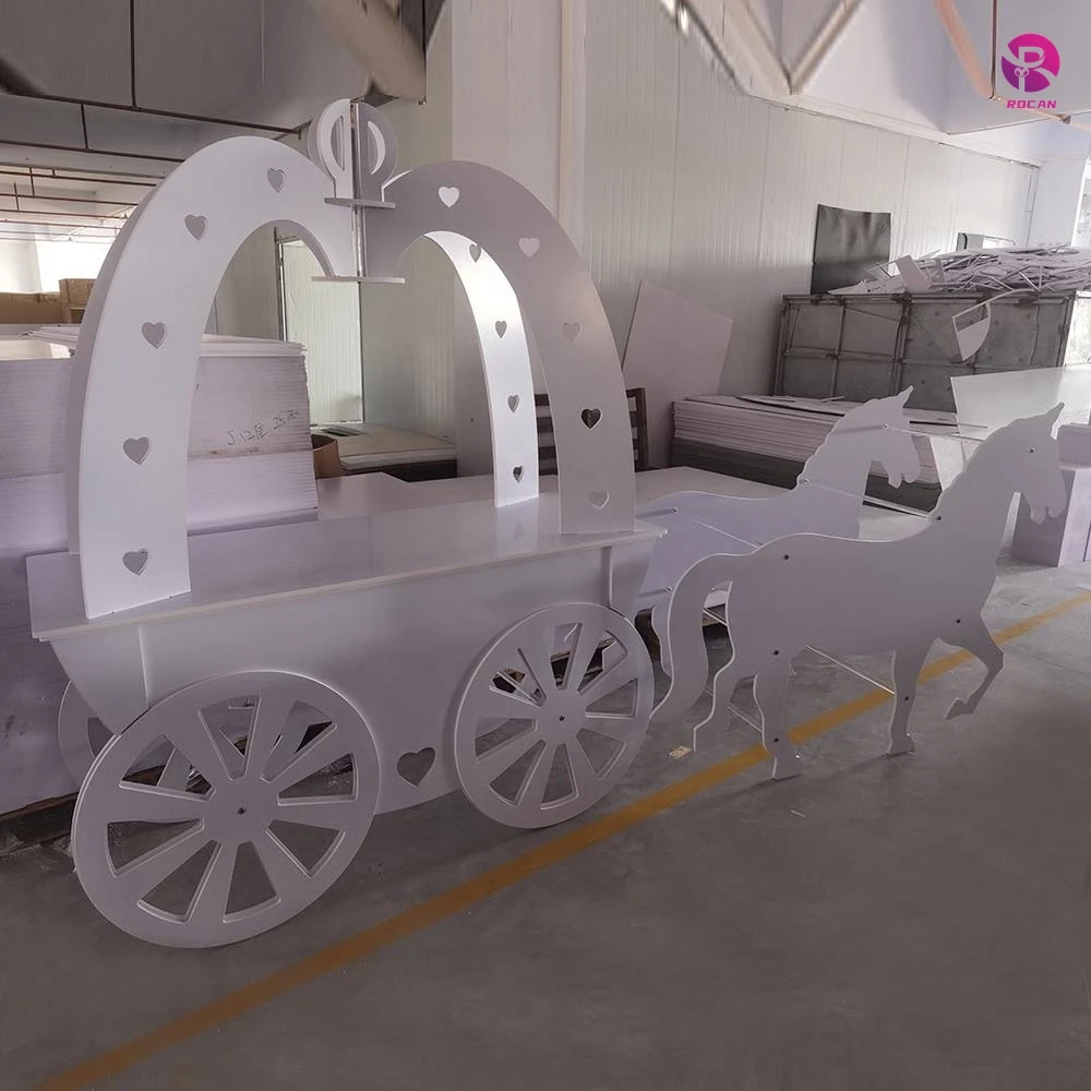 Wedding Party Decoration Cinderella Carriage White Pumpkin Candy Cart with horse