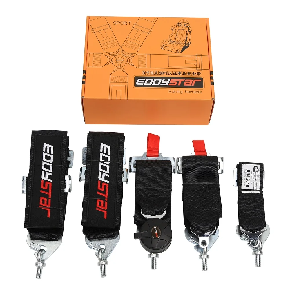 EDDYSTAR SFI Certified 3 inch 5 points camlock racing harness customized color racing seat belt