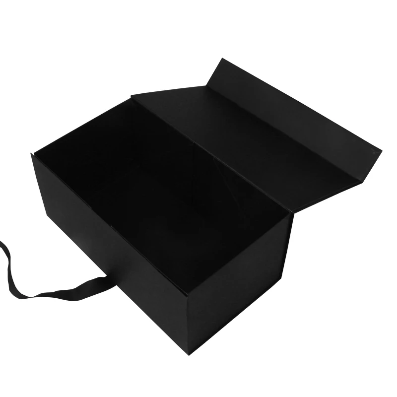  Black Packing Gift Box Customized Simple Folding with Ribbon Universal