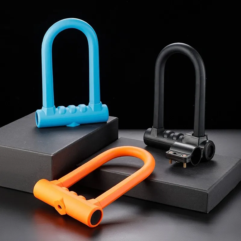Bike Lock Anti-theft Mountain Bike MTB Road Bike Silicone U-Lock Motorcycle Helmet Bicycle Electric Scooter Safety Padlock