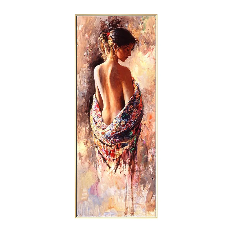 
Hand Painted Sexy Girl Painting Back Nude Woman Body Oil Painting 