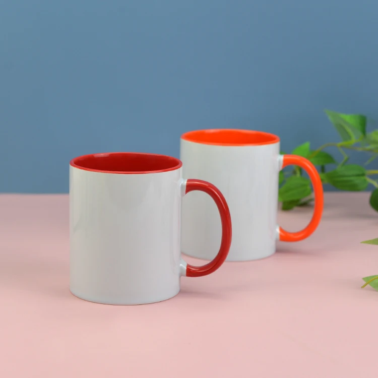 11Oz Sublimation White Ceramic Blank Porcelain Print Logo Coffee Custom Mug Color Inside