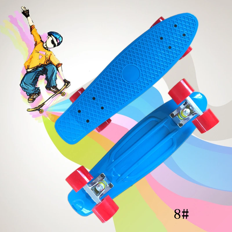 
Mini 22 inch PP plastic fish shape skateboards for children PU wheels complete blank deck skateboard 