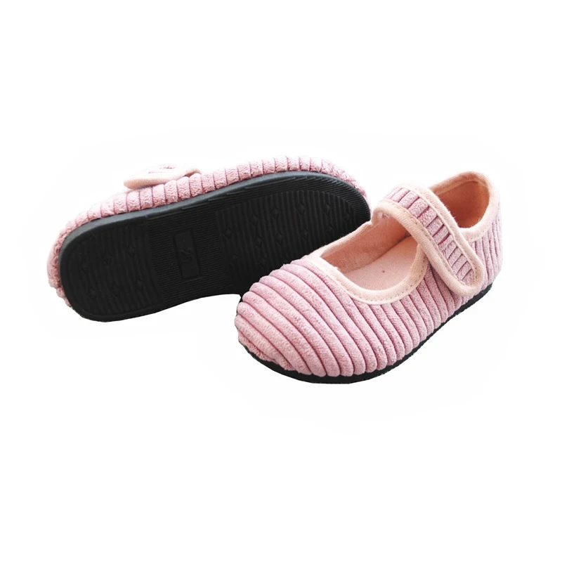 
E59-b03 Girls Beautiful Princess Corduroy Dress Shoes Soft Rubber Sole Cute Party Children Fashion Footwear 