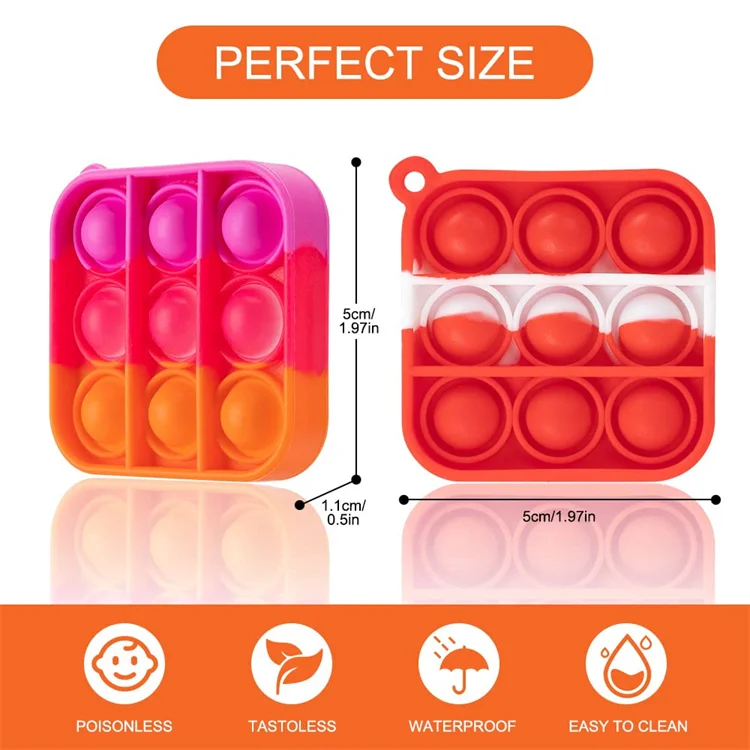 Wholesale Custom Silicone Push Pop Bubble Silicone Fidget Mini Pop It Keychain Sensory Game Toy Keychain