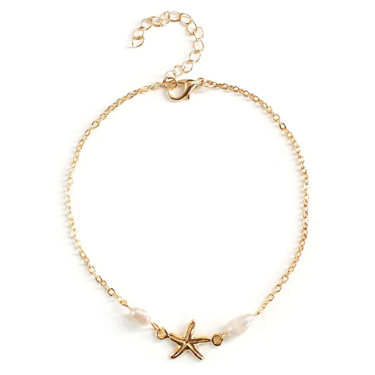 Simple Beach Foot Decoration All Manual Tassel Five Pointed Star Foot Chain Starfish Real Pearl Accessories For Woman