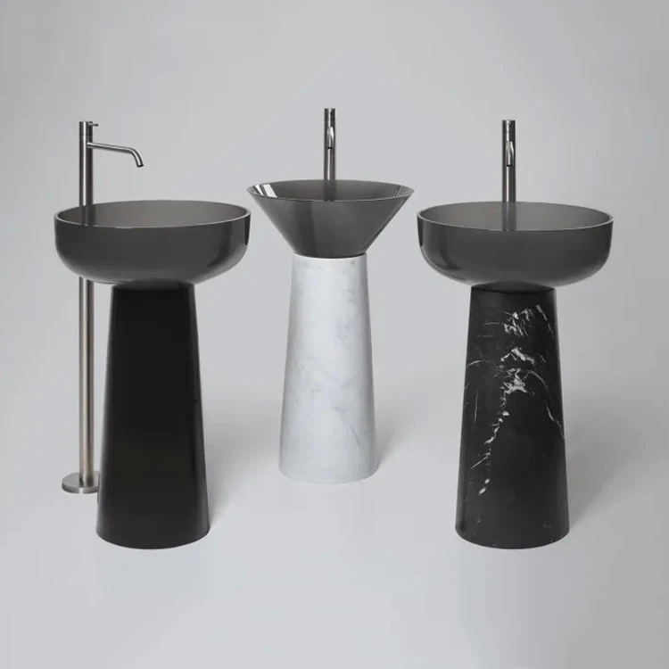 Red Resin Wash Basin Solid Surface Bathroom hand Basins Bathroom Sink with Marble Pattern