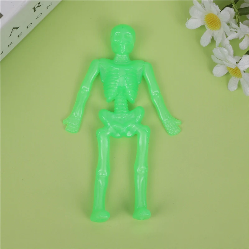 2024 Wholesale Halloween Stretchy Skull Toys Colorful Tpr Skeleton Stress Relief Stretchy Sticky Stretchy Toys For Party