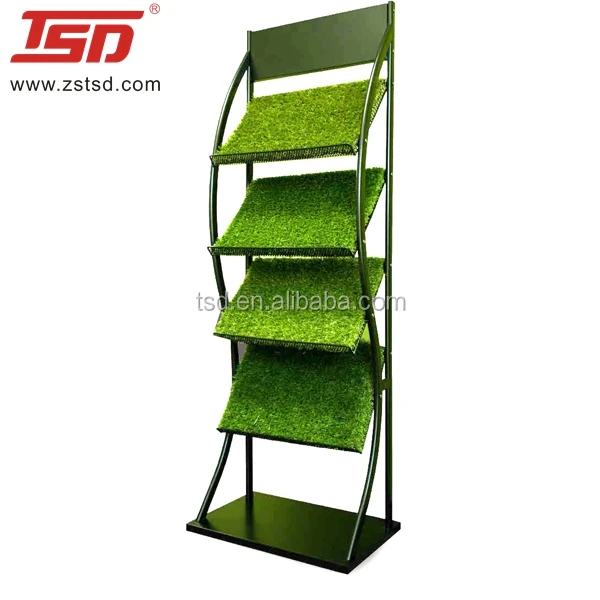 retail garden store metal artificial grass display stand,shop display shelf rack for artificial grass