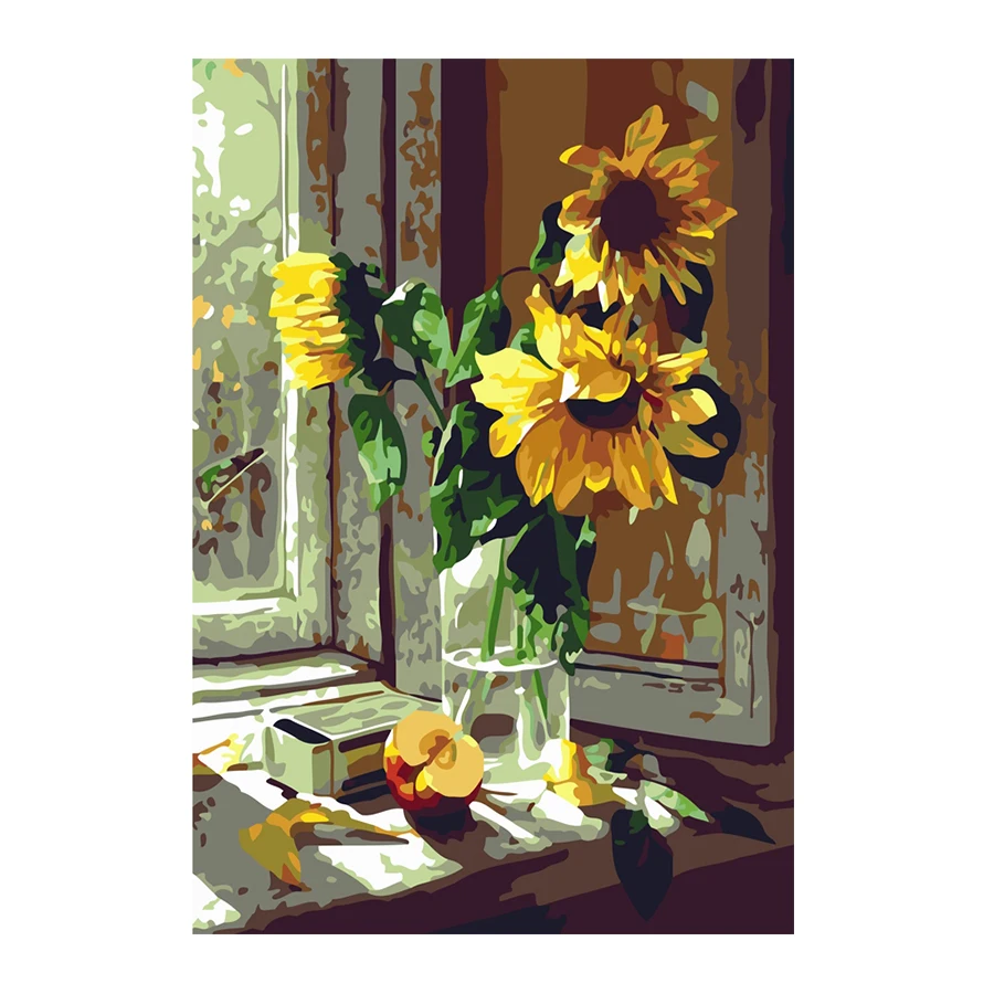 DIY hand-painted oil painting 40*50CM The beautiful sunflowers oil painting by numbers