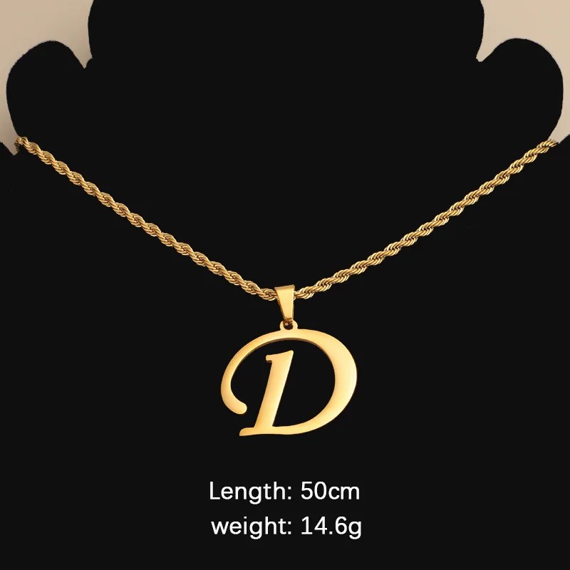 Fashion 26 Letters Stainless Steel Initial Necklace For Women Alphabet Name Pendant Jewelry Set Women Friends Gift