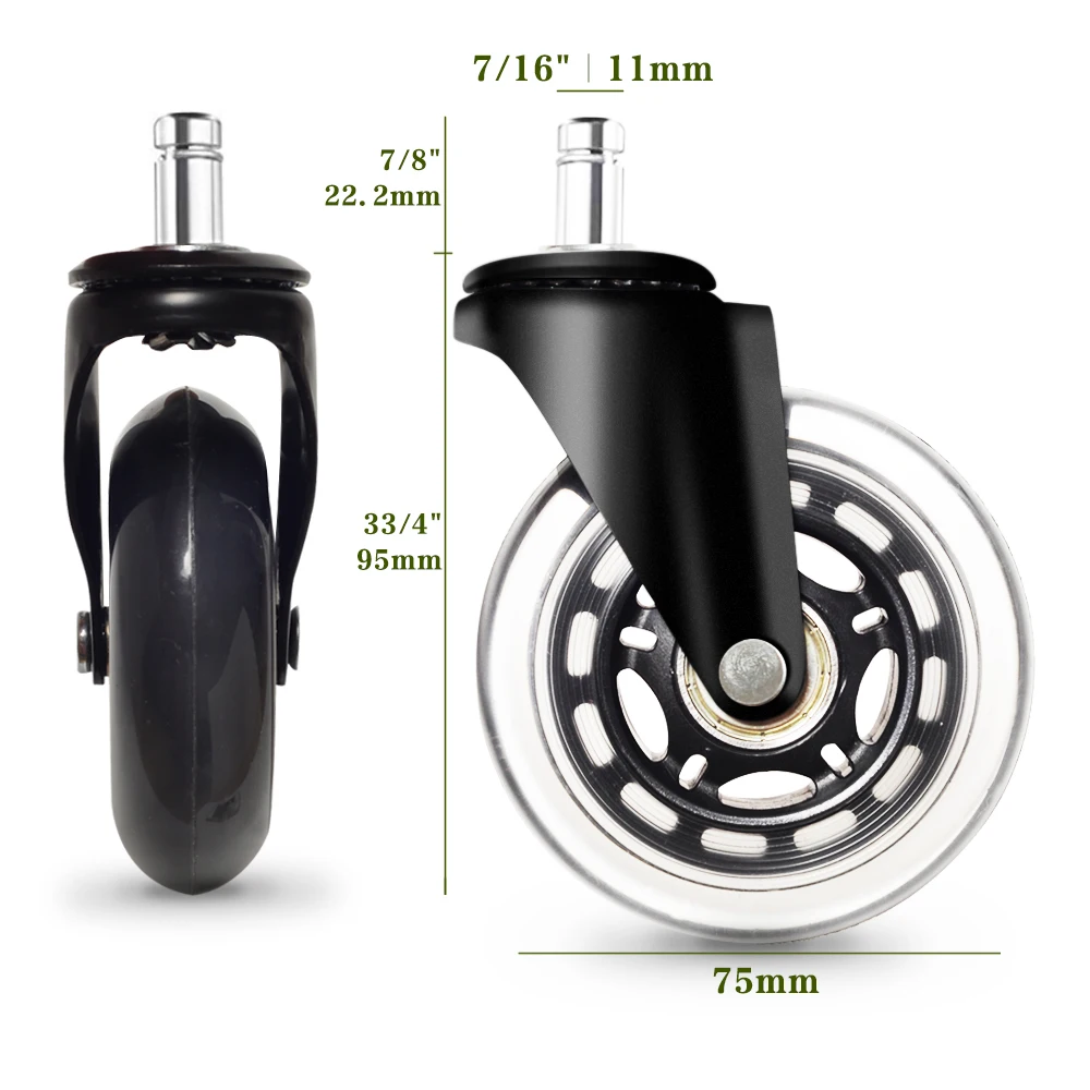 roue de chaise Replacement caster wheels wholesale 3 inch 4inch rollerblade office chair Castors Wheels