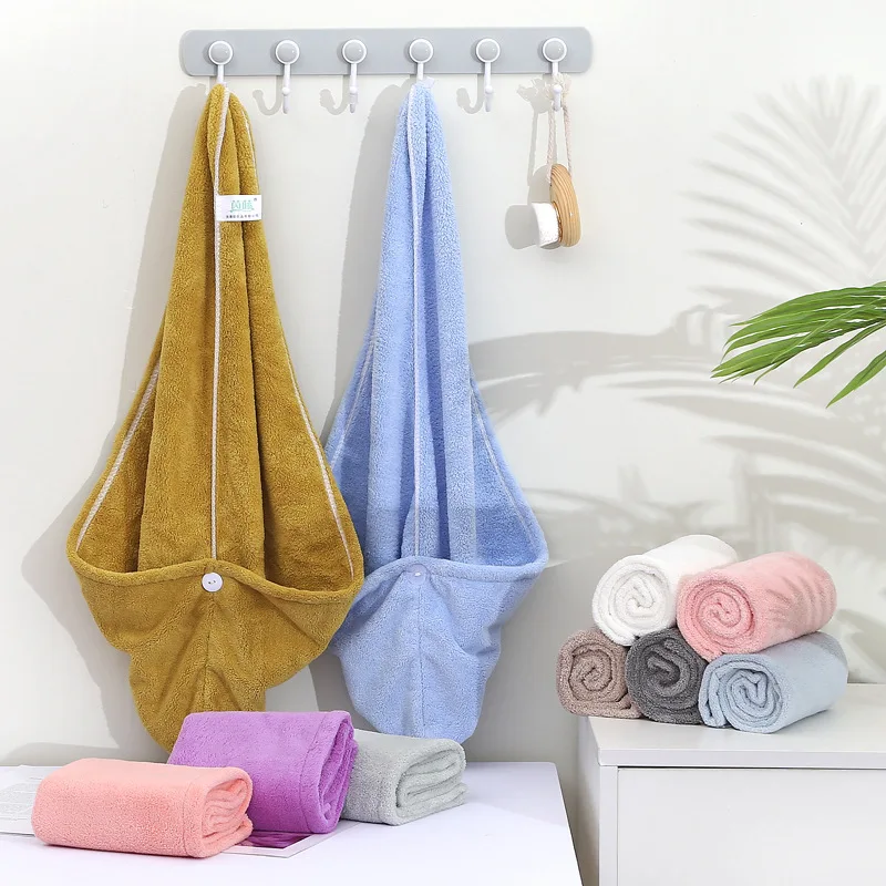 Wholesale Customized Coral Velvet Thickened Dry Hair Turban Fluffy Wrap Quick Dry Towel Adjustable Rapid Hair Drying Cap