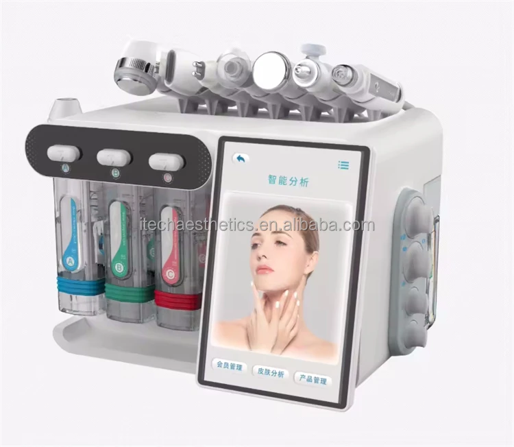 8 in 1 face scanner skin analyzer skin scrubber deep cleaning hydro magic peel dermabrasion machine