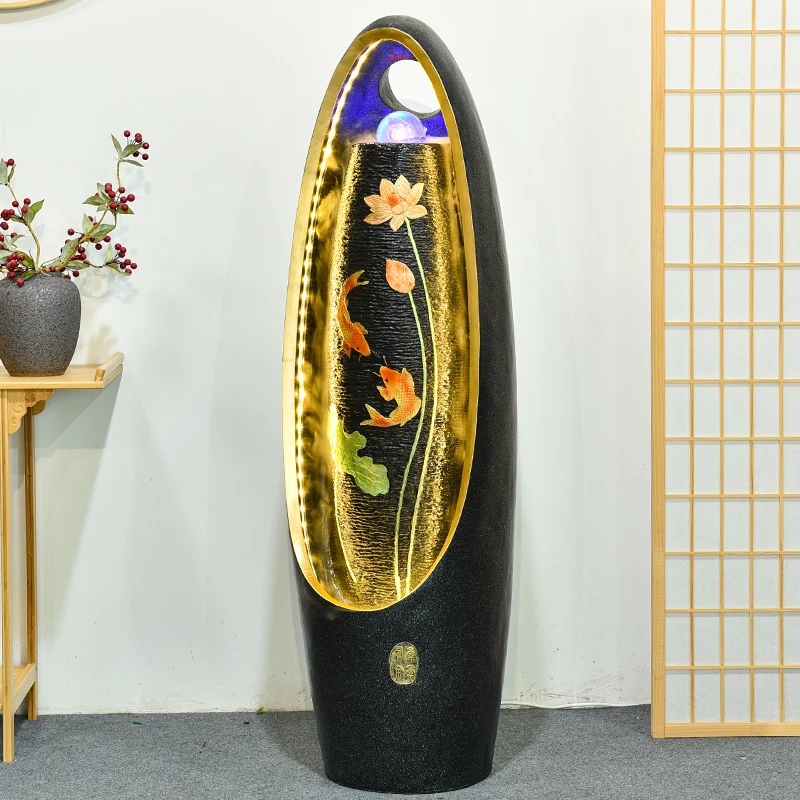 Attracting wealth, displaying flowing water, decorating Feng Shui balls, decorating living rooms, indoor fountains, landscapes