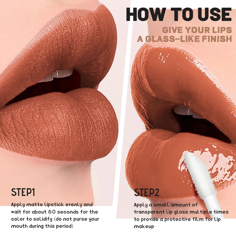 OEM Wholesale Makeup 2 In 1 Double Head Lipliner Lip Gloss Moisturizing Lip Plumping Matte To High Shine Lipgloss Private Label