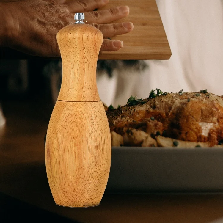 Gloway Adjustable Ceramic Core Two-Way Grinding Design Wooden Pepper Mill Grinder Hand Shaker Cruet Salt And Pepper Mill Grinder
