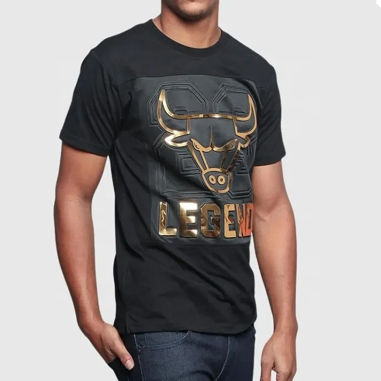 Hot Custom Men T-shirts Tee Yarn Cotton O Neck Premium Screen Print Embossed Graphic T Shirt