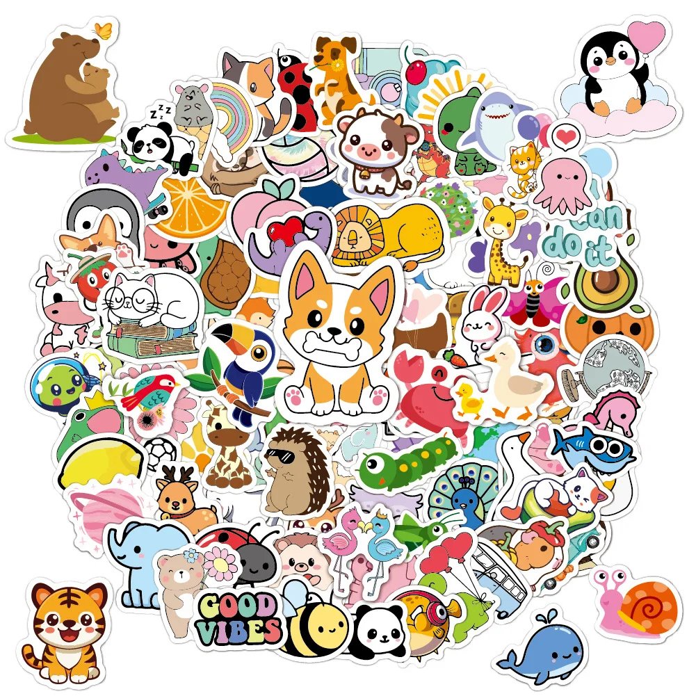 New Custom Cute Animal Outdoors Party Decoration Graffiti Popular Journal UV Resistant Waterproof Vinyl PVC Die Cut Sticker
